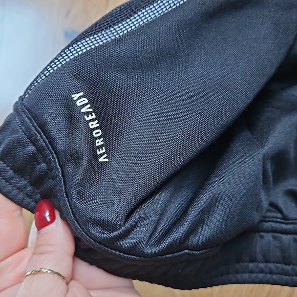 Adidas Womens Black Joggers with White Stripes - Picture 4 of 4